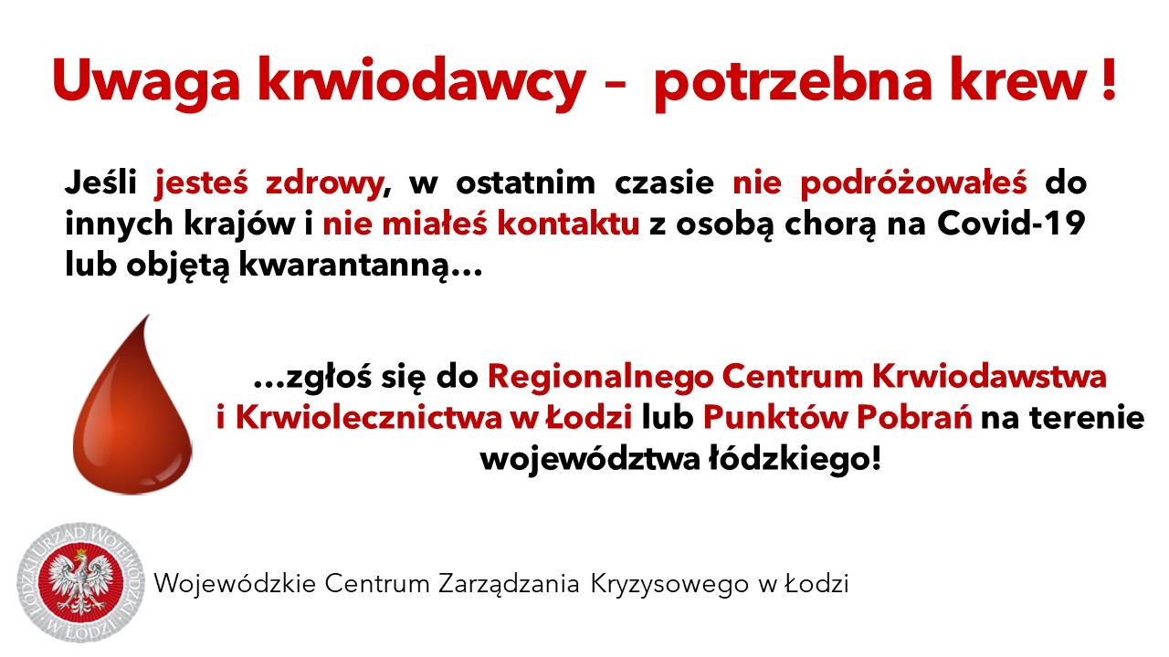 Potrzebna krew - materiał informacyjny